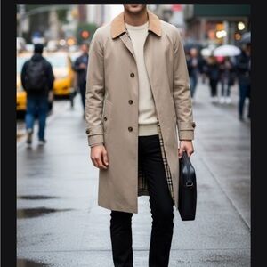 Burberry Beige Trench Coat with Check Lining